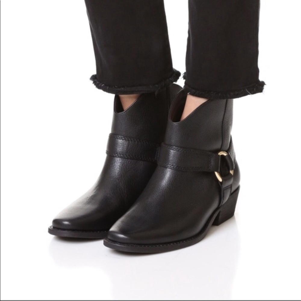 Joie Alinn black leather ankle cropped boots